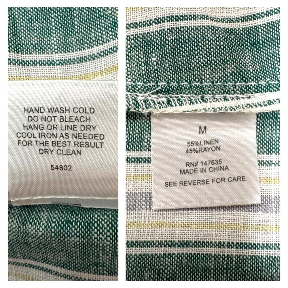 Womens Linen Blend Jumpsuit M Kelly Green Striped Wide Leg Sleeveless Tie Back - Picture 9 of 11